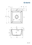 Deante Eridan Zlewozmywak granitowy 1-komorowy bez ociekacza - antracyt ZQE_T104