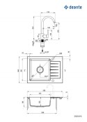 Zlewozmywak granitowy z baterią 1-komorowy z ociekaczem DEANTE grafit chrom ZORBA