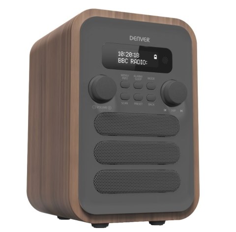 Radio retro DAB+/FM Denver DAB-48 drewno+szary front